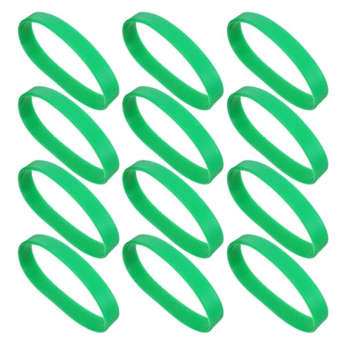DIYEAH Pulseras Deportivas de Silicona Verde Elásticas 100 Piezas para Adolescentes y Adultos Día de San Patricio Pulseras de Goma Ajustables para Fiestas y Equipos Deportivos