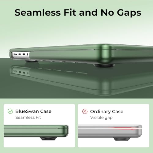 Image of BlueSwan Matte Case for MacBook Pro 14 M5 M4 M3 M2 M1 Pro /Max 2026-2021 | 100% Color Match, Anti-Fingerprint, Anti-Scratch,Ultra Thin, Hard Shell Protective Cover, Matte Midnight Green