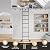 Fredbeck 8ft Rolling Library Aluminium Step Ladder 96" with 4FT Sliding Hardware Track Kit Bottom Wheel Included,for Kitchen,Loft,Warehouses,Bookstore,Atti,Dressing Room,Metal Black