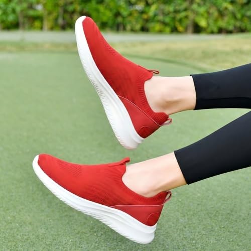 Image of TIOSEBON Women's Walking Tennis Shoes Knit Comfortable Slip on Breathable Mesh Lightweight Sneaker