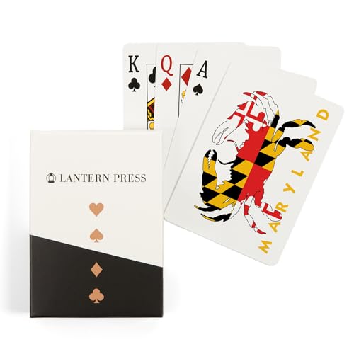 52 cartas de poker Maryland Crab Flag blanco y amarillo