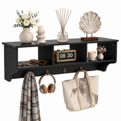GIANTEX Coat Rack with Hooks Wall Mount, Wall Cubby Organizer with 4 Hooks