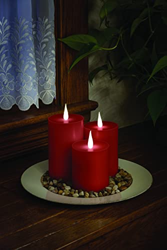 Xodus Innovations Flameless Battery Operated Led Wax Pillar Candle With Automatic Timer And Warm White 3D Flickering Flame, Red 3.75 X 6 Inches #TOP4