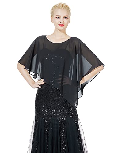 BEAUTELICATE Asymmetrical Capelets Chiffon Capes Wedding Bridal Shawls Wraps For Women Evening Dress2