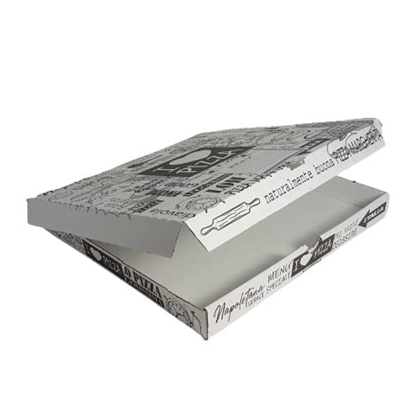 Scatola per Pizza, Contenitore da Asporto in Cartone, 40 cm, Grigio, Design Vintage, Offerta esposta per 100 cartoni di pizza