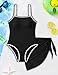 WIQI Girls Swimsuit One Piece Bathing Suits Fashion Color Contrast Trim Teen Swimwear with Cover Up Skirt Girls Swimsuits Size 12-14 Black