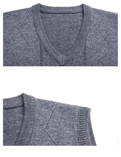 Men's Slim Fit V-Neck Sweater Vest Sleeveless Pullover Knit Soft Solid Color Casual Knitwear Short Style Tops4