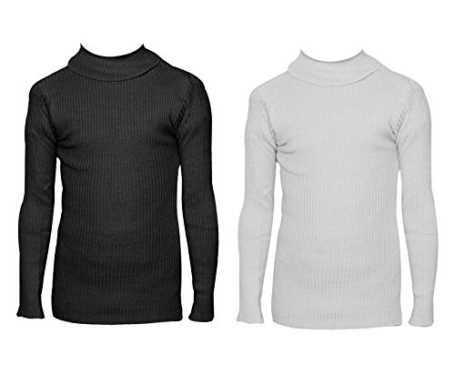 Image of IndiWeaves Boys Wollen Warm High Neck Full Sleeves T-Shirt /Inner /Skivvy for Winter (Pack of 2) Black /White 1-2 Years 10110-1112-IW-P2-18