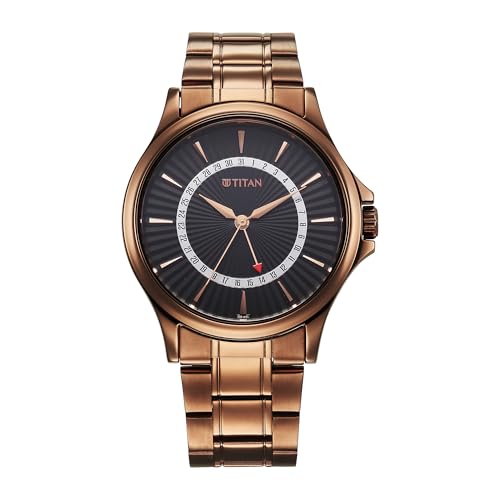 Image of Titan Karishma Quartz Analog with Date Black Dial Stainless Steel Strap Watch for Men