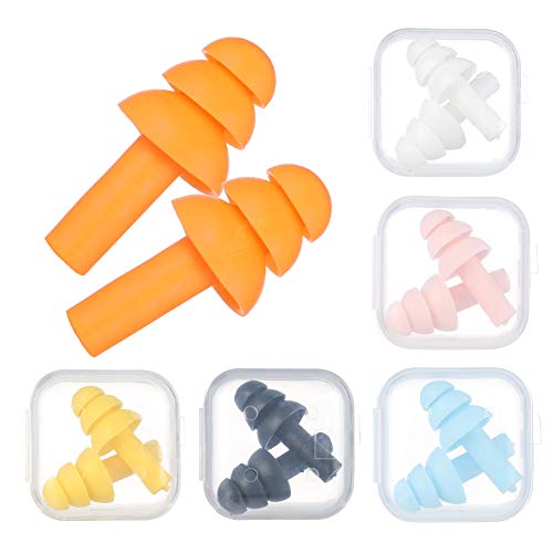 Opopark 6 Tapones para Los Oídos de Silicona Suave para Reducir el Ruido, Tapones para Los oídos Impermeables para Nadar, Reutilizables