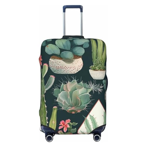 Elastic Travel Luggage Cover for Suitcase Tsa Approved Stretch Scratch-Resistant Suitcase Protector Cover Washable Succulent Plants and Cactus Baggage Covers Fits 18-32 Inch Luggage Case