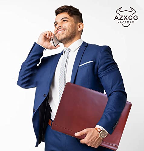 Personalized Leather Portfolio With 3 Ring Binder, Business Padfolio Organizer, Zippered Business Portfolio Folder With Clipboard, Name/Logo Engraving Premium Gift For Men/Women #TOP6