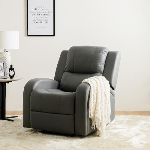 Danube Home Crimson 1 Seater Fabric Recliner Sofa | Modern Design One Seat Relaxing Chair | Comfortable Living Room Furniture L 83 x W 96 x H 97 cm - Grey