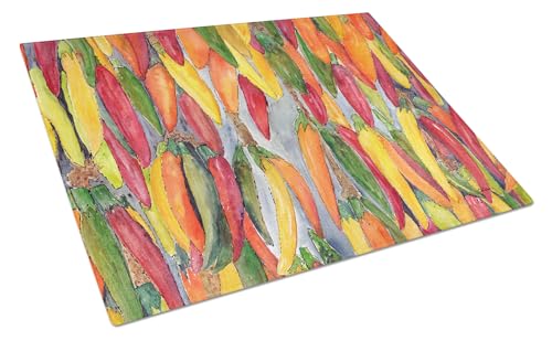 Tabla de cortar de vidrio templado decorativa Caroline's Treasures con diseño Hot Peppers, forma rectangular, tamaño 15.25 pulgadas x 11.25 pulgadas x 0.15 pulgadas miniatura 1