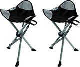 Travel Chair Slacker Tripod Chair for Camping, Set of 2, Adjustable Carry Strap for Easy Transport | Oversized Duck Feet for Improved Stability | Perfect for Outdoor Adventures (Black)