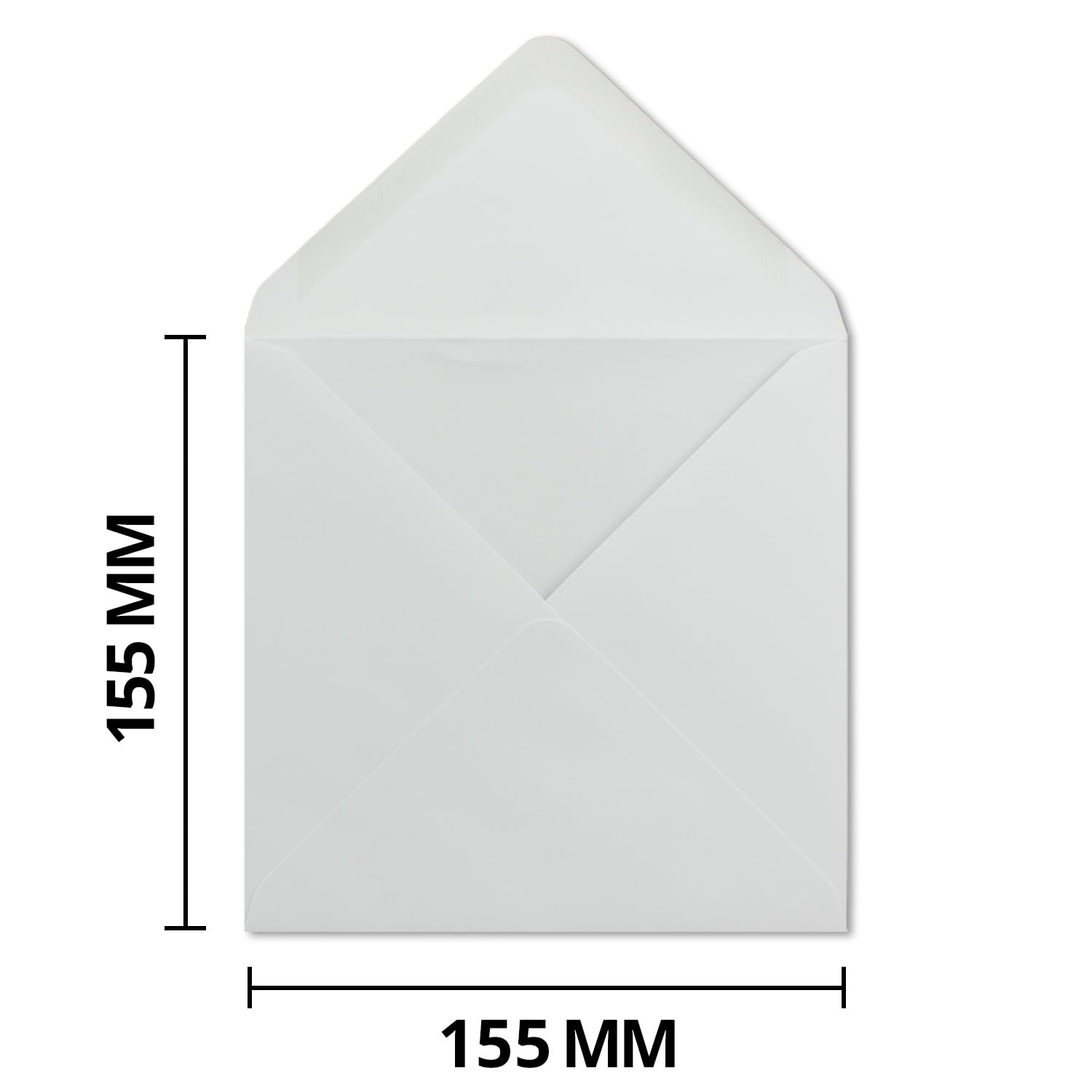 500x Sobre cuadrado 15 x 15 cm -Color: Blanco - 100 g/m²- Cola húmeda con solapa en punta - Para ocasiones muy especiales