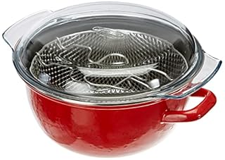 IBILI - Friteuse avec panier et couvercle Korinto, 24 cm, Acier émaillé, Antiadhésif, Compatible avec l’induction