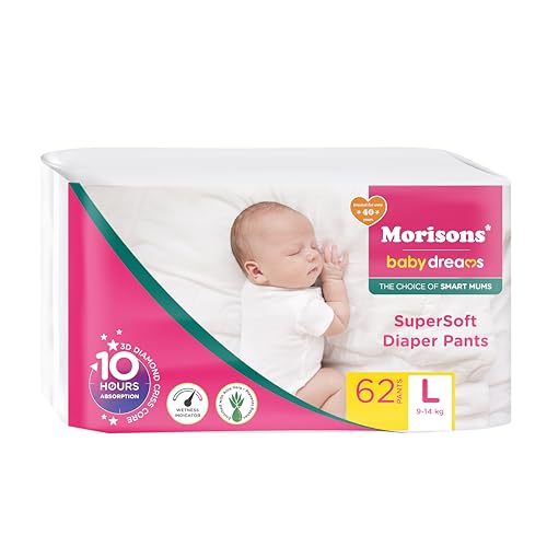 Image of Morisons* babydreams THE CHOICE of SMART MUMS Baby Supersoft Diaper Pants Large - L (62 Pieces), 1741 grams (Pack of 6)