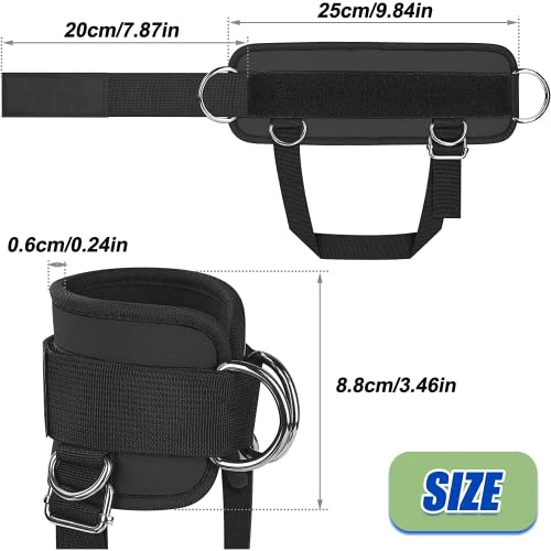 Image of Leosportz�? Ankle Strap for Gym Cable Machine (Pair)- Heavy D Ring Padded Ankle Band Gym Workout with Extra Straps | Cuff Attachment for Kickbacks Leg Extensions Glutes Exercises (Extra Straps Black)