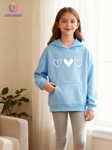 Image of WELAKEN Cotton Hoodie Sweatshirt for Girls Kids & Teens Long Sleeve Pullover with Kangaroo Pocket
