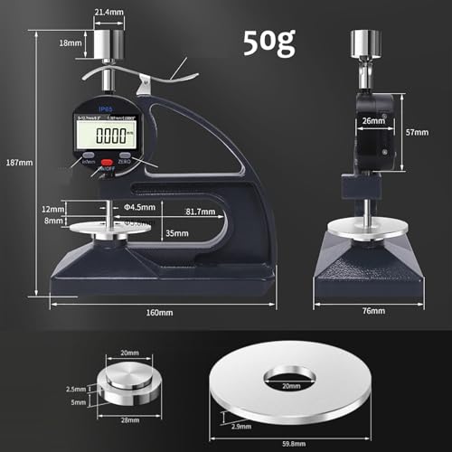 Calibrador digital de espesor de alta precisión, herramienta de medición precisa, 0-12.7 mm, resolución 0.001 mm, peso 50g/100g para goma, plástico, papel, cuero, metal miniatura 7