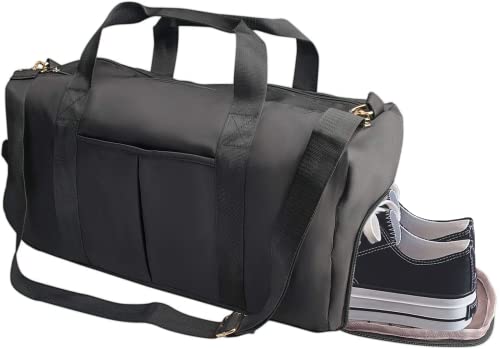 Sac de Sport, Sac de Votage avec Compartiment à Chaussures et Poche Humide,Sac de Weekend pour Fitness,Sac de Sport Entraînement pour Homme et Femme- Noir Cover