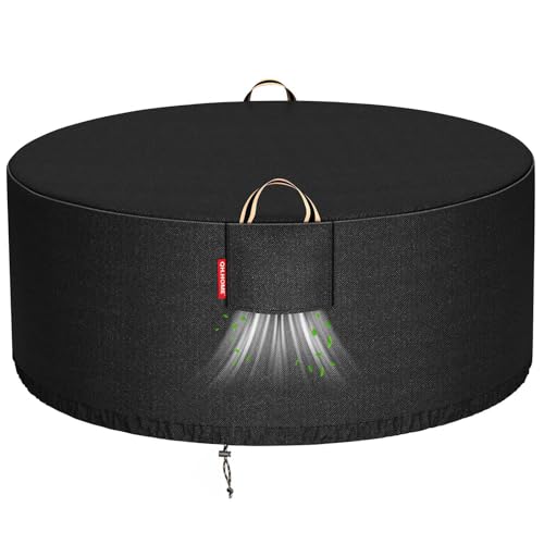 [2025 Upgraded 900D Fabric] Fire Pit Cover Round 41-44 Inch Heavy Duty 900D Strong Tear-Resistant, UV Resistant, Waterproof, Fading Resistant Firepit Covers Round for Outdoor Fire Pit