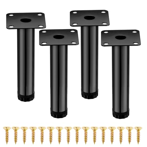AIMIXUN Lot de 4 Pouces Meuble Reglable 15 cm, Pied de Canapé 15 cm, Pied Canapé Metal, Lot de 4 pour Armoire, Etagères de Cuisine, Canapé, Table, Chaise,...