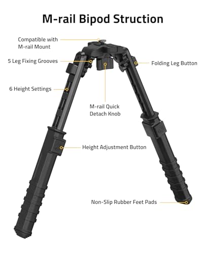 CVLIFE Bipods for Rifles M-Rail Rifle Bipod Quick Release Bipod Foldable Leg Height Adjustable Stable for Hunting and Shooting — view 5