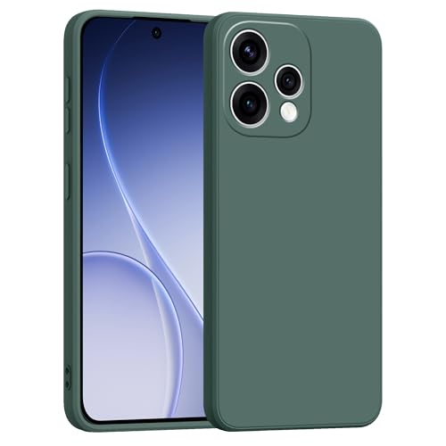 Image of amazon basics Back Cover for Oppo Reno 15 5G | Ultra Slim Soft Rubberised Case | Matte Silicone Flexible Mobile Case | Camera Protection - Green