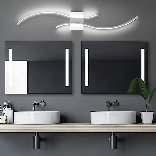 Image of CANEOE Modern Led Wall Light Set of 2, 39inch Indoor Led Wall Sconce Lighting, Bathroom Vanity Light Fixtures Over Mirror for Living Room Hallway Bedroom Bedside Wall Lamp (White,6000K,2 Packs)