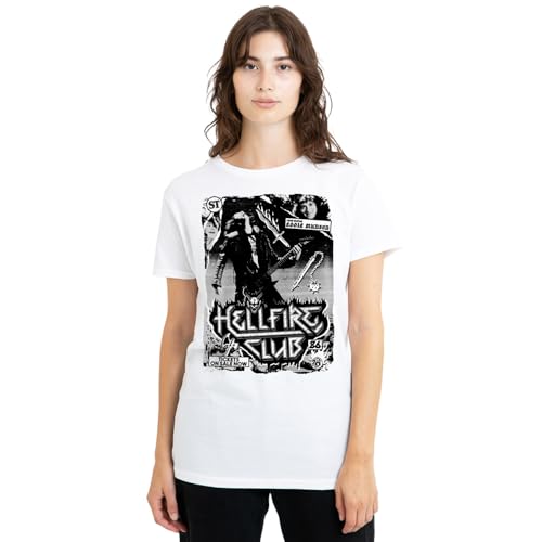 T-shirt Stranger Things Hellfire Club femme blanc imprimé poster geek