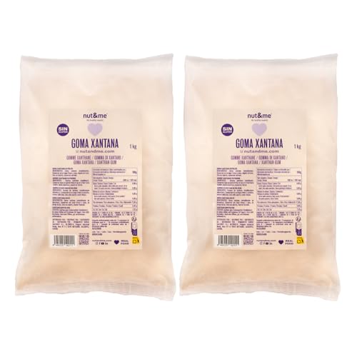 Goma Xantana 2 kg nut&me | Espesante alimenticio | Estabilizante natural | Sin gluten | Sin gluten, sin lactosa, sin aditivos | Sin OGM | Low carb | Vegano | Pack 2 x 1 kg