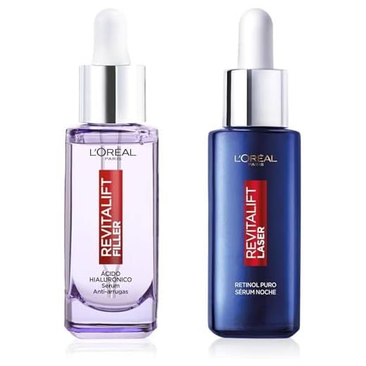 L'Oréal Paris Rutina Día y Noche Serum Filler Antiarrugas con Ácido Hialurónico, Péptidos. Hidrata, Ilumina, Rellena+Serum Laser con Retinol. Antiedad y Antiarrugas. Inspirado en cosmética coreana