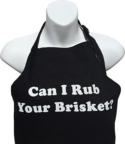 BBQ Bud, Men's Fun Grilling Apron: Can I Rub Your Brisket? (Black)