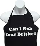 BBQ Bud, Men's Fun Grilling Apron: Can I Rub Your Brisket? (Black)