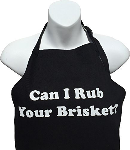 Bbq Bud, Men's Fun Grilling Apron: Can I Rub Your Brisket? (Black) #TOP1