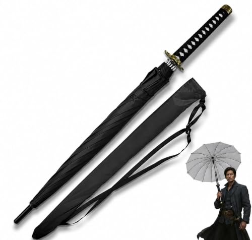 Swords and more One Piece Regenschirm 16K Premium Version Groß Katana Samurai Schwert Regenschirm Sturmfest mit langem Griff (Zoros Shuusui)
