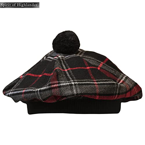 Image of Scottish Tam O' Shanter Hat Tartan Bonnet Pom Pom Wool Flat Cap One Size