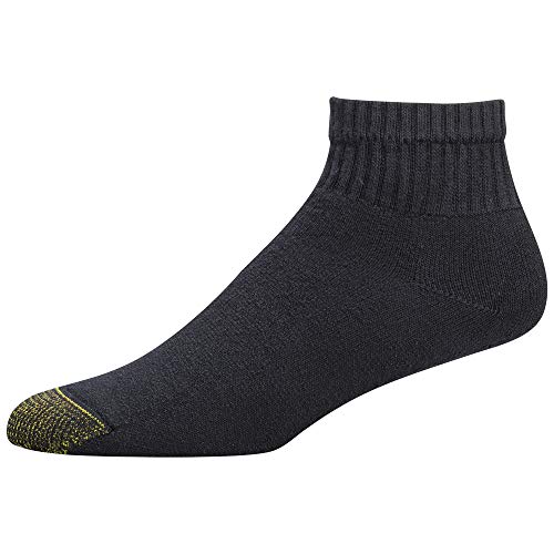 Gold Toe Men's Cotton Quarter 656s Athletic Sock (6 Pack), Black, Large 12.5-163