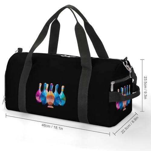 Colorful Bowling Pins Gym Bag Travel Duffel Bag Sports Tote Bag Workout Bag Weekender Bag for Women Men2