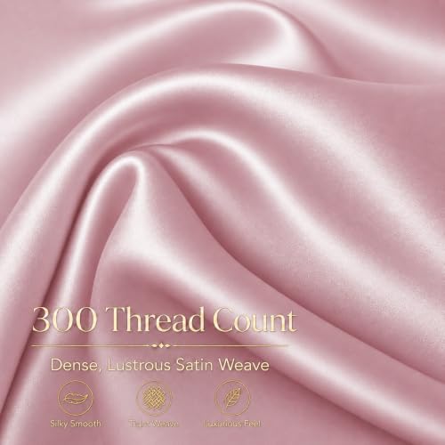 Image of Cloth Fusion Flat Satin Bedsheet Super King Size 108x108 inch | Baby Pink, 2 Pillow Covers, 300 TC, Glossy Finish, Smooth on Hair and Skin, Gift for Couples, Wedding & Anniversary