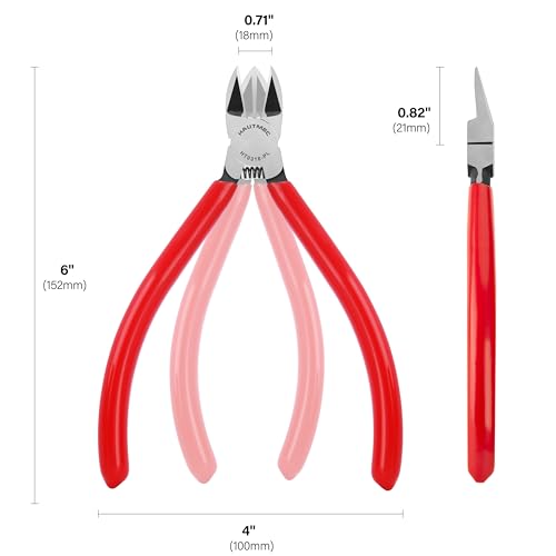 Image of HAUTMEC 6 inch Flush Cutters Ultra Sharp Flush Cut Pliers 5PCS Small Wire Cutters for Crafting, Spring Loaded and Non-slip Grip Wire Snips for Plastic, Jewelry Marking, Artificial Flowers, HT0318-5PC