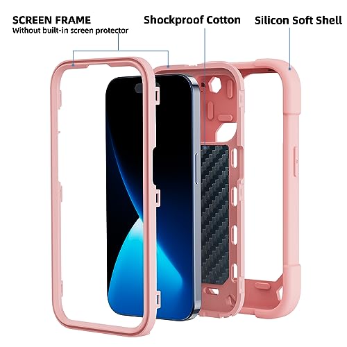 Image of MARKILL Compatible with iPhone with Built-in 360Rotating Ring Stand, Military Grade Drop Protection Full Body Rugged Heavy Duty Case Durable Cover (Pink, iPhone 15 Pro Max 6.7 inch)