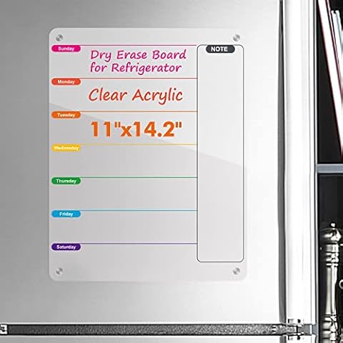 Kamehame Magnetic Weekly Planner Board for Fridge 14.2"x11" Acrylic Dry Erase Board Clear Refrigerator Whiteboard Cover
