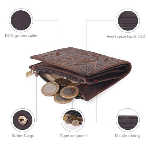 Wallet For Women Full Grain Leather - Small RFID Coin Purse Credit Card & ID Holder for Ladies,Bifold Wallets for Teenager3