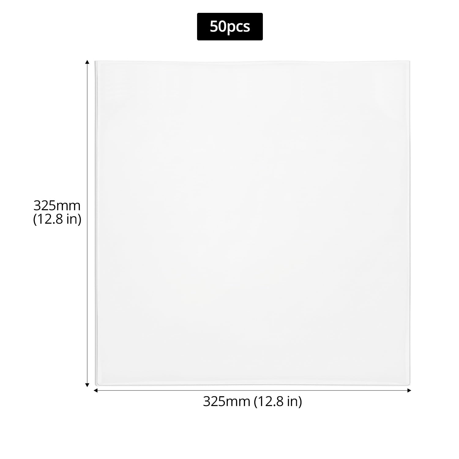 QWORK® Zewnętrzne koperty na płyty winylowe 30 cm, plastikowa ochrona płyt, do kolekcji muzycznych i przechowywania archiwalnego, 50 szt