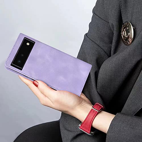 Ｈａｖａｙａ For Google Pixel 6 Case Wallet With Card Holder,For Pixel 6 5G Phone Case For Women,For Google 6 Flip Cover With Credit Card Slots And Wrist Strap-Fruit Purple #TOP5