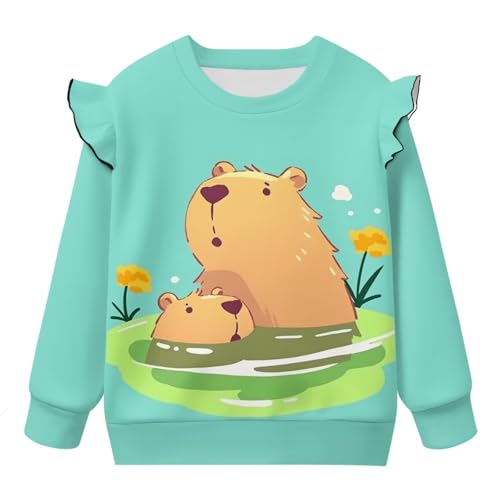 Graphic Sweatshirts for Girls Pullover Sweatershirt Long Sleeve Crewneck Sweatshirt Kids with Ruffle Sleeves4
