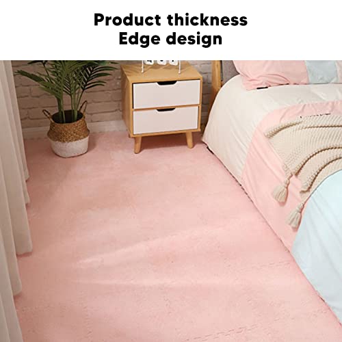 10 Stuks Pluche Schuim Vloermat Vierkante in Elkaar Grijpende Tapijttegels, Speelkleed Vloertegels Zacht Klimmen Karpetten voor Thuis Speelkamer Decoratie (Roze) - Afbeelding 5